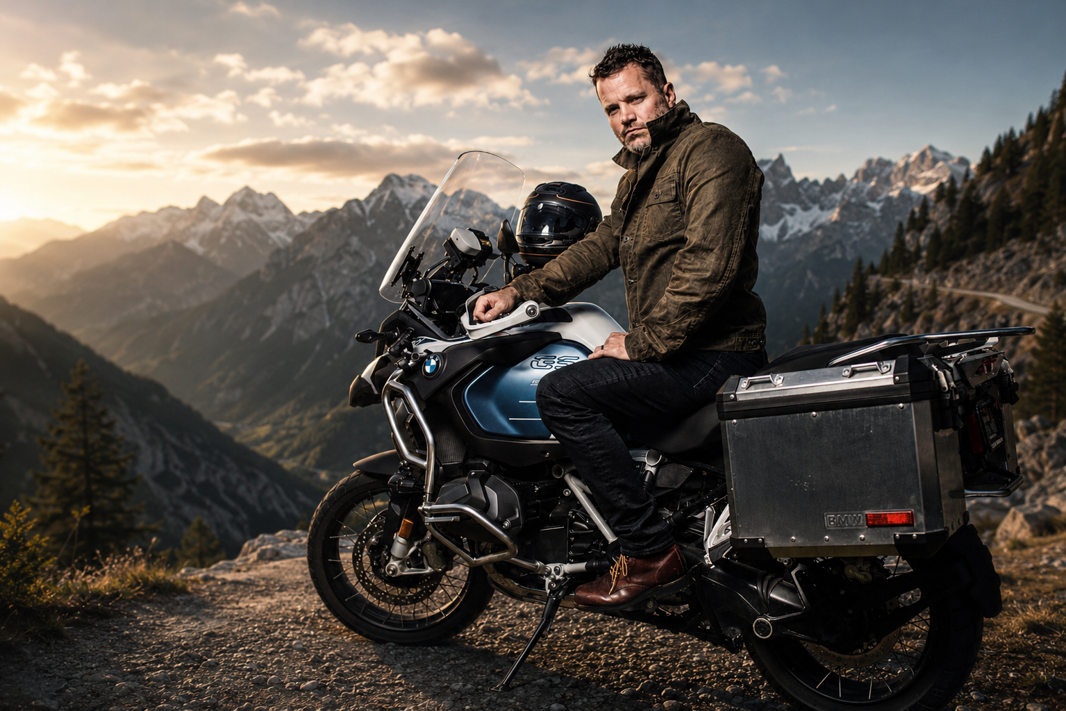 Wil Seabrook, founder of Light Touch, on his motorcycle